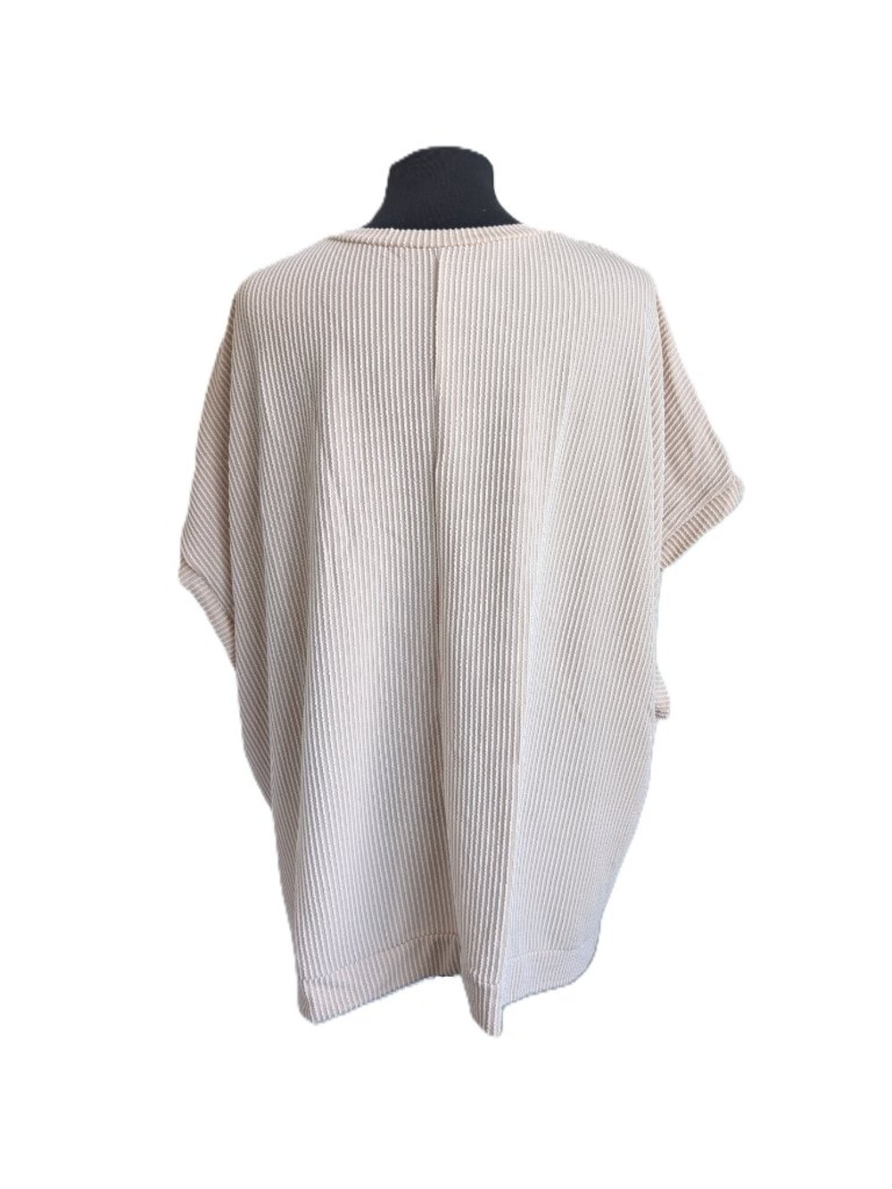 Beige Ribbed Oversized Boxy Top | Medium - Picture 6 of 9